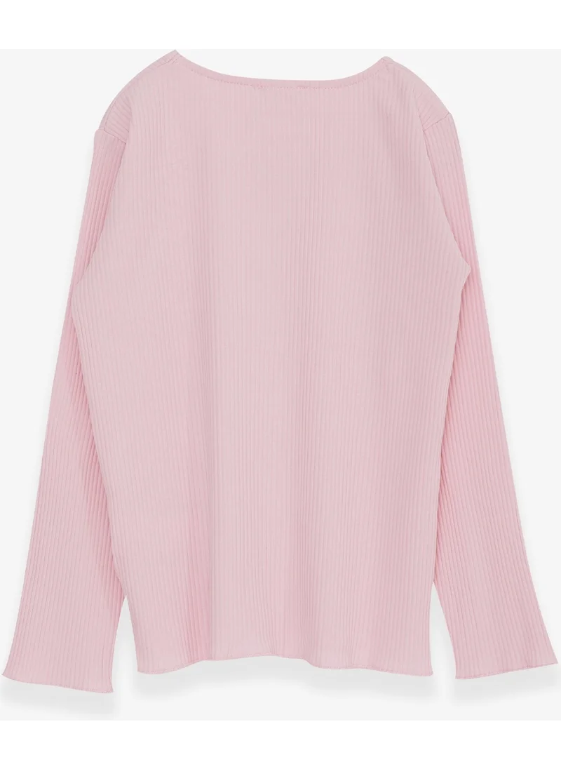 Breeze Girls Long Sleeved T-Shirt Powder with Button Accessories (8-14 Years)