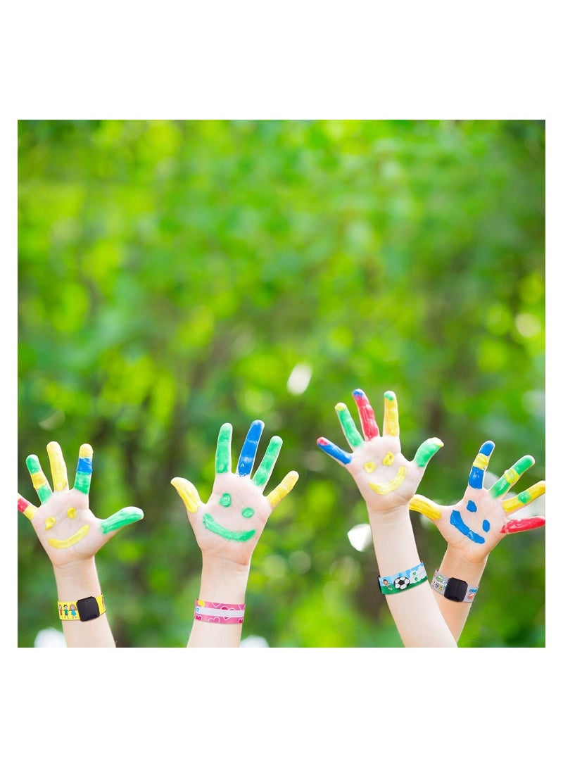 SYOSI 14 Pieces Child Safety ID Wristband Cartoon Pattern Adjustable Waterproof Bracelet Reusable Boys and Girls Outdoor Activities Anti-Lost Identification Bracelet Information Band - Image 4