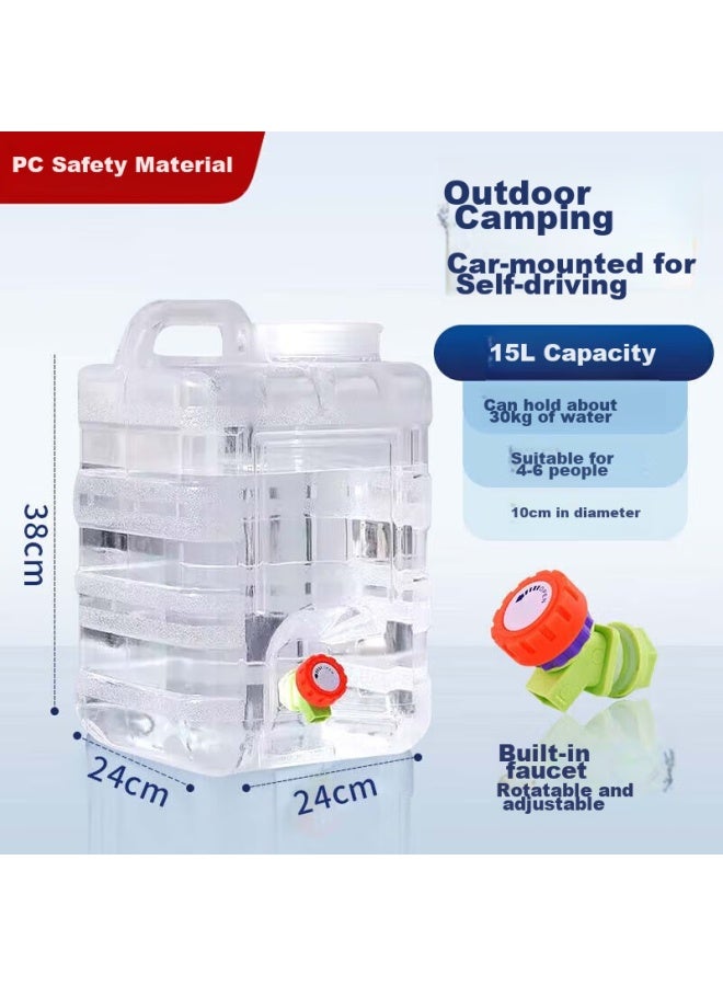 Extreme Space Jidu Kongjian Pure Water Bucket, Mineral Water Bucket, Food-grade Drinking Water Bucket, Portable With Tap, 15l Self-driving Outdoor Square Bucket - Image 1