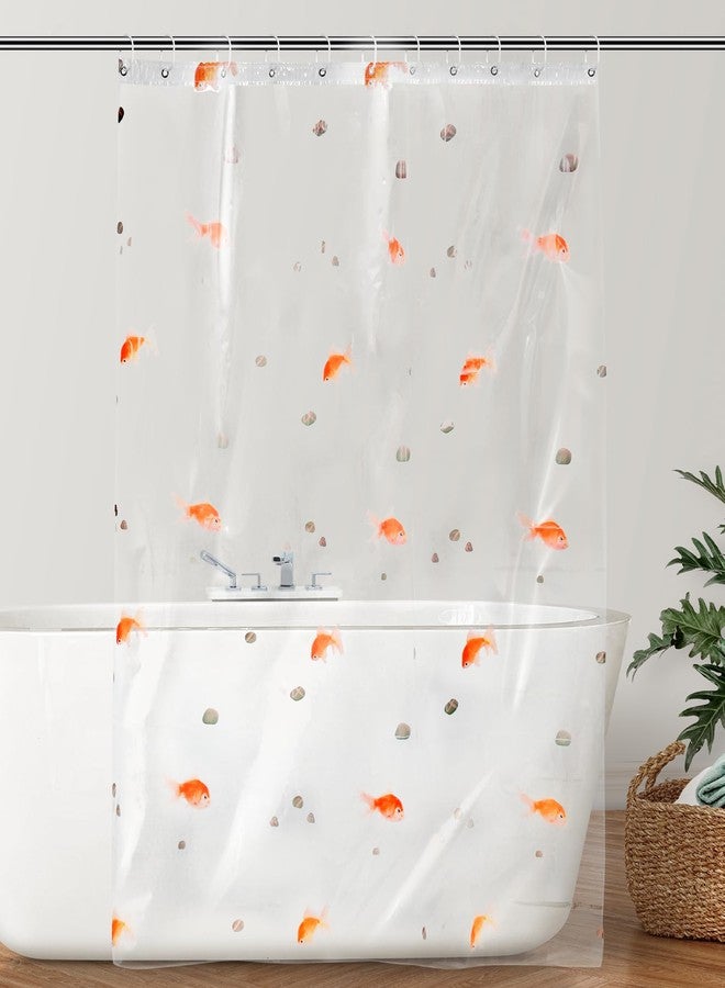 Qulkws Goldfish Clear Shower Curtain Liner 72x78 Inches Waterproof PEVA Lightweight Bath Fashion Shower Curtain Cute Bathroom Showers Liner with 12 Grommets Hooks for Bathroom Bathtub Decor - Image 1