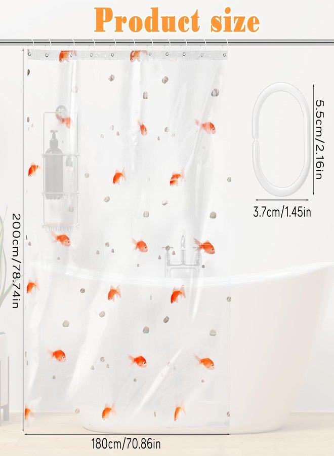 Qulkws Goldfish Clear Shower Curtain Liner 72x78 Inches Waterproof PEVA Lightweight Bath Fashion Shower Curtain Cute Bathroom Showers Liner with 12 Grommets Hooks for Bathroom Bathtub Decor - Image 3