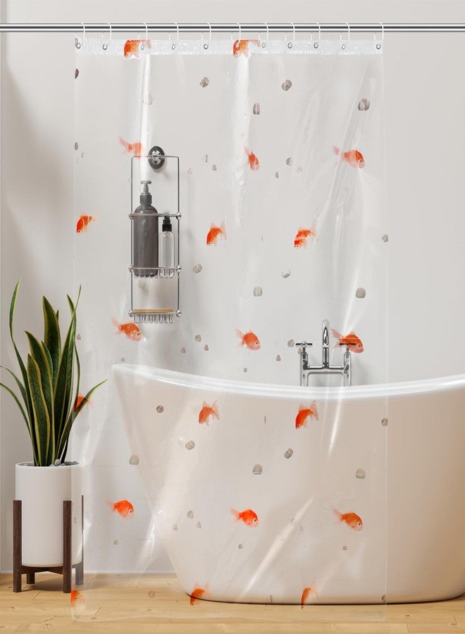 Qulkws Goldfish Clear Shower Curtain Liner 72x78 Inches Waterproof PEVA Lightweight Bath Fashion Shower Curtain Cute Bathroom Showers Liner with 12 Grommets Hooks for Bathroom Bathtub Decor - Image 2