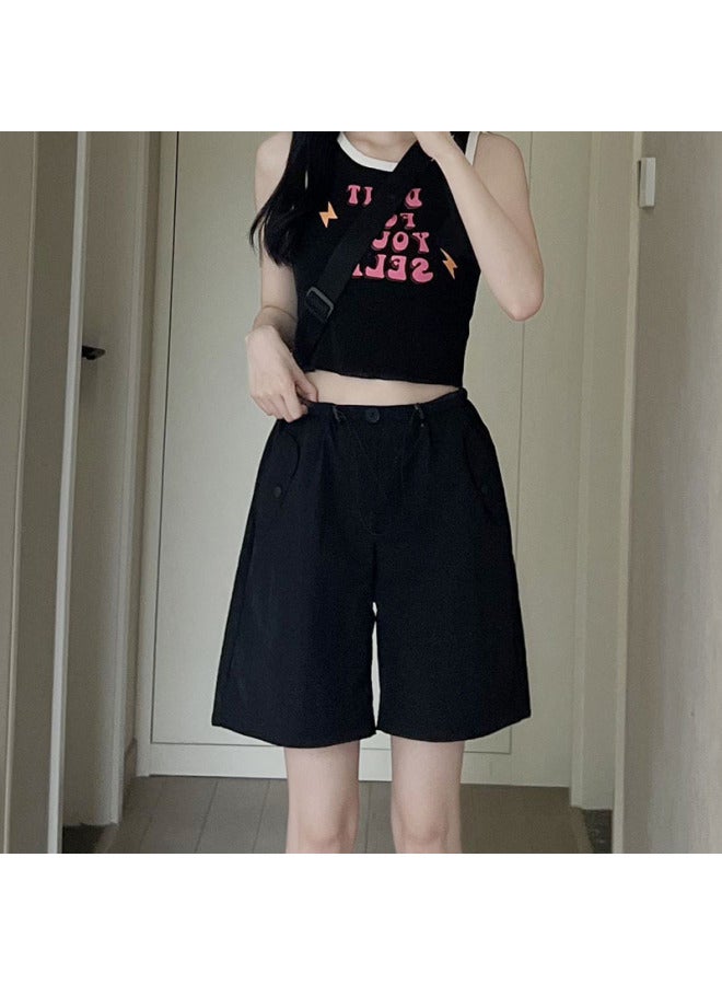 Summer New Style Thin Work Shorts Women's Loose Casual Wide-leg Pants Quick-drying Sports American-style Pants For Women
