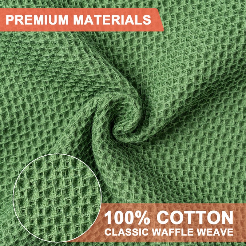 BOOMIBOO 6-Pack Kitchen Dish Cloths, 100% Cotton Waffle Weave, Ultra Soft Absorbent, Quick Drying Dish Towels, 12x12 Inches,Grass Green - Image 3