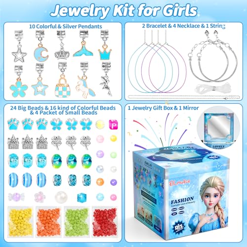 BLmukce Charm Bracelet Making Kit for Girls Ages 812 DIY Jewelry Making Kit Craft Set with Beads Charms Necklace Kit Birthday Christmas Gift for Kids 46 7 8 Years Old Girl - Image 5