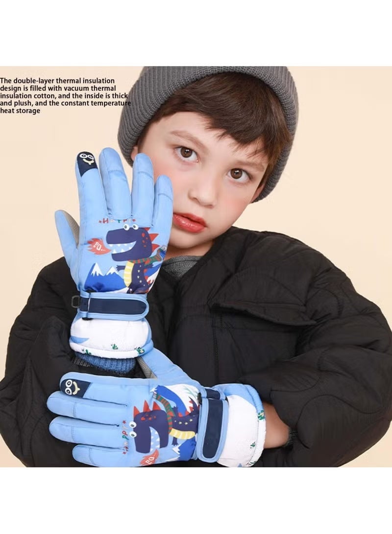 2 Pieces Snow Gloves for Children, Waterproof Warm Winter Snow Gloves for Children, Windproof Snowboard Winter Warm Cold Weather Ski Gloves Cycling Skiing Sport Gloves for 6-12 Boys Girls - Image 5