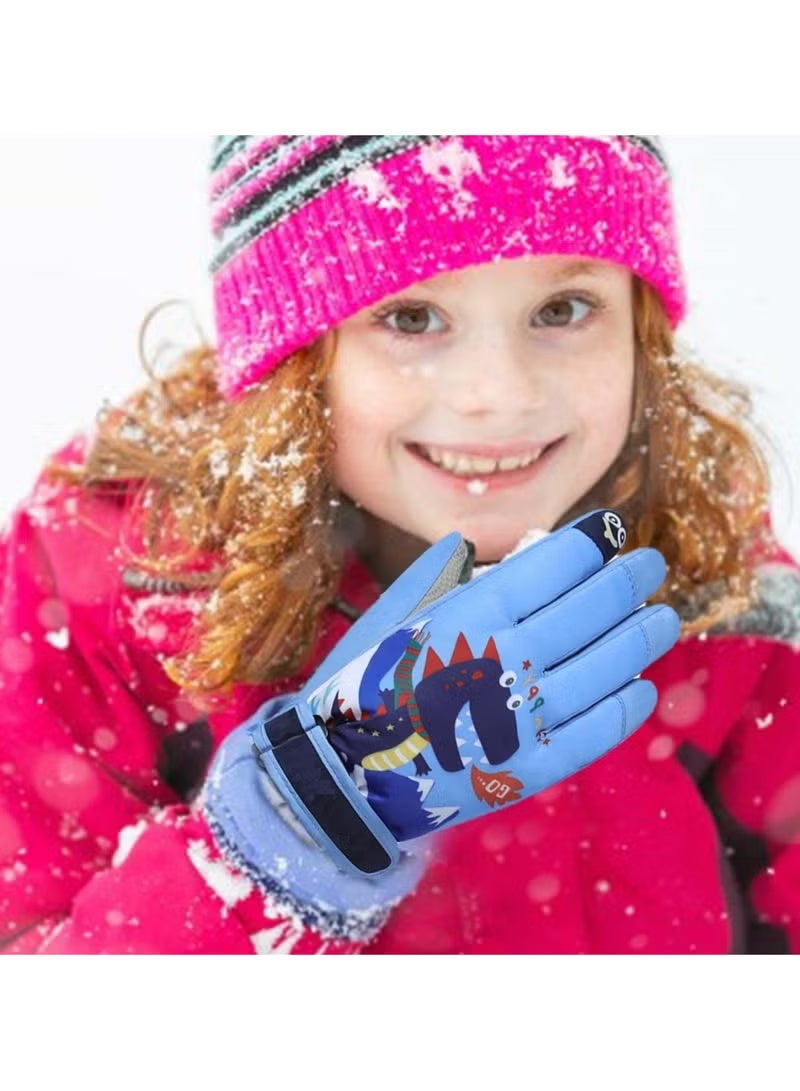 2 Pieces Snow Gloves for Children, Waterproof Warm Winter Snow Gloves for Children, Windproof Snowboard Winter Warm Cold Weather Ski Gloves Cycling Skiing Sport Gloves for 6-12 Boys Girls - Image 2