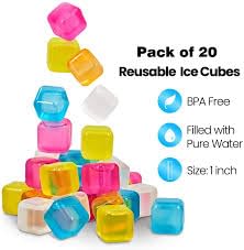 CELLEBII CELLEBII Square Shaped Ice Cubes Plastic Reusable Ice Cube Picnic Keep Drink Cool Physical Cooling Bar Tool Multicolour Pack of 20 - Image 2