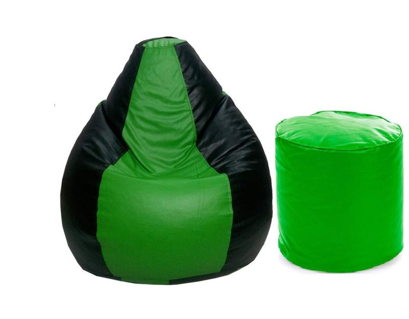 TRUE 2 F XXXL Teardrop Bean Bag Cover Foot Stool Only Without Beans GreenBlack XXXL - Image 1