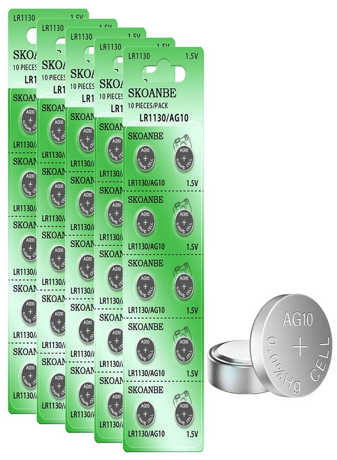 SKOANBE 50Pack LR54 AG10 LR1130 L1131F 389A Button Cell Batteries Replacement - Image 1