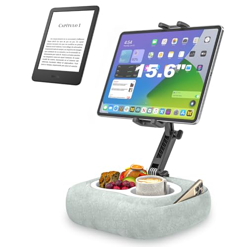 Kolasels Tablet Pillow Stand [Organic Cotton & Food Grade Tray] Adjustable Kindle Pillow Stand Holder for Lap/Bed/Couch/Desk, Fits 4.7-15.6" iPad, Kindle, Galaxy Tab, Phone, Detachable Bowl - Image 1