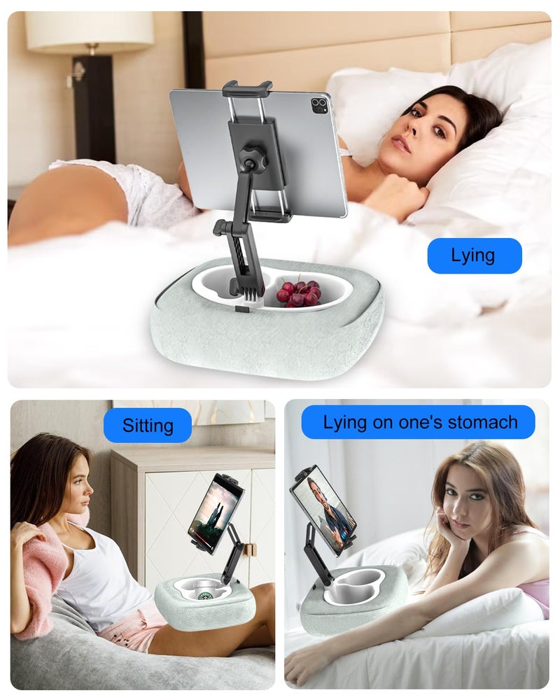Kolasels Tablet Pillow Stand [Organic Cotton & Food Grade Tray] Adjustable Kindle Pillow Stand Holder for Lap/Bed/Couch/Desk, Fits 4.7-15.6" iPad, Kindle, Galaxy Tab, Phone, Detachable Bowl - Image 2