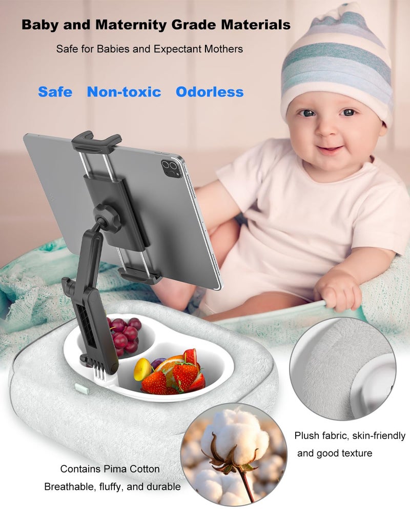 Kolasels Tablet Pillow Stand [Organic Cotton & Food Grade Tray] Adjustable Kindle Pillow Stand Holder for Lap/Bed/Couch/Desk, Fits 4.7-15.6" iPad, Kindle, Galaxy Tab, Phone, Detachable Bowl - Image 3