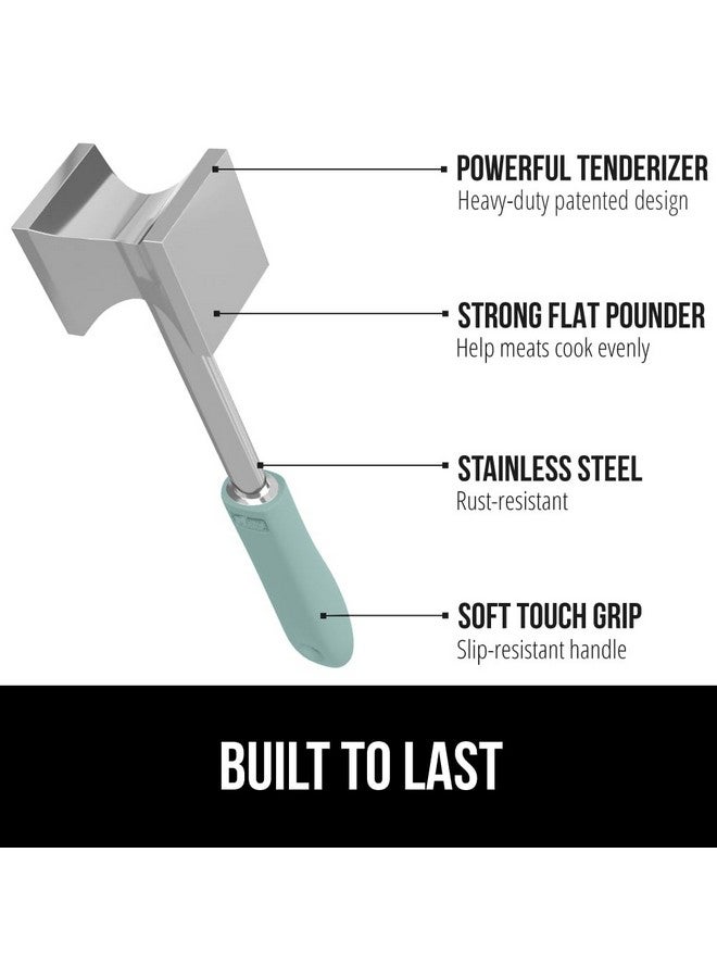 GORILLA GRIP Patented Dual-Sided Meat Tenderizer, Heavy Duty Kitchen Mallet with Soft Handle, Spiked Side Tenderizes and Smooth Flattens, Maximize Food Flavor, Commercial Grade Chicken Pounder, Mint - Image 2