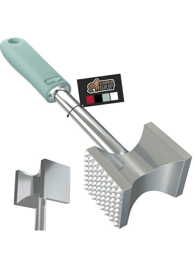 GORILLA GRIP Patented Dual-Sided Meat Tenderizer, Heavy Duty Kitchen Mallet with Soft Handle, Spiked Side Tenderizes and Smooth Flattens, Maximize Food Flavor, Commercial Grade Chicken Pounder, Mint - Image 1