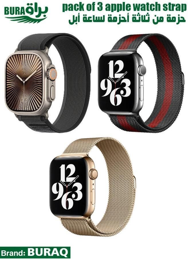 BURAQ - Apple Watch Band Strap For Apple Watch Ultra 2/Ultra 49mm, Series 10 46mm, 9/8/7 45mm, SE2/SE/6/5/4 44mm, 3/2/1 42mm - Image 1