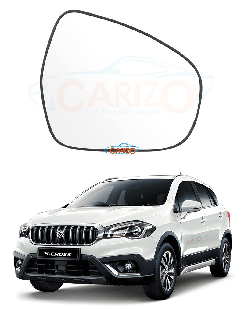 CARIZO ® Right/Driver Side Rear View Mirror Glass Compatible for Maruti S-Cross (Type-2) 2017-2022 - Image 1