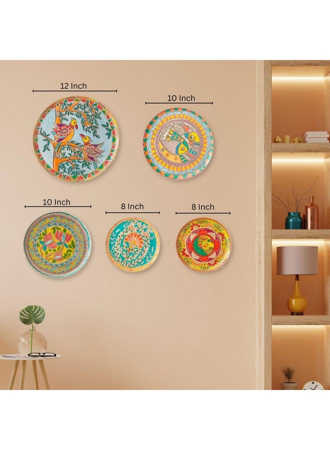 RITUALISTIC Madhubani Wall plate for home decoration | Wall decor items for living room | Metal Wall décor |Gift items for unisex | wall art | wall showpiece| Home Décor Gift Items | Set of 5 plates - Image 3