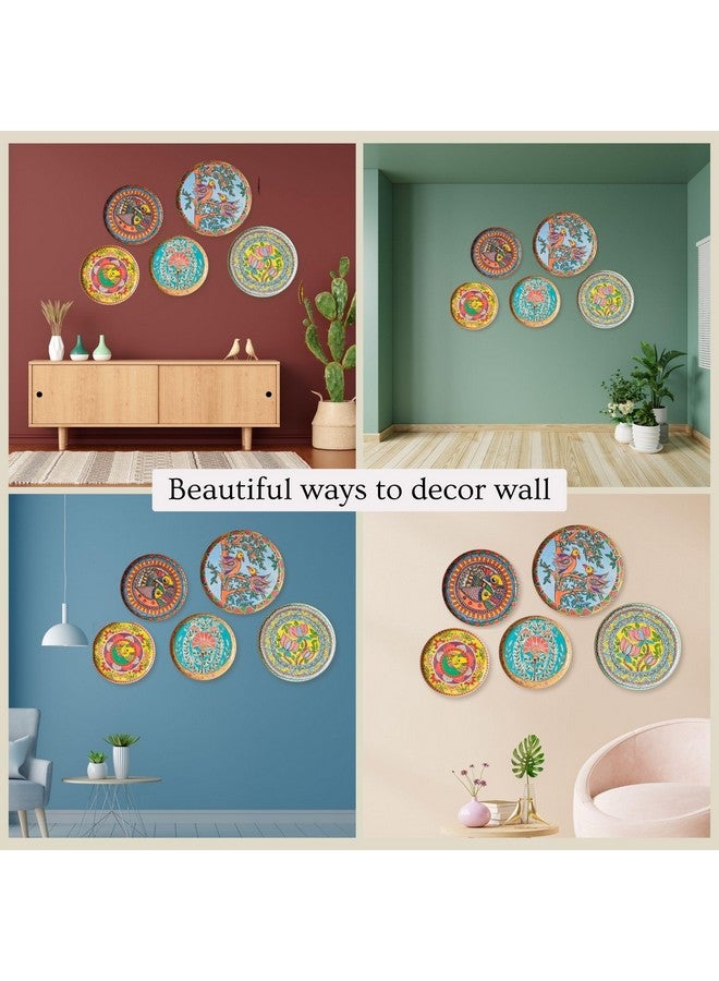 RITUALISTIC Madhubani Wall plate for home decoration | Wall decor items for living room | Metal Wall décor |Gift items for unisex | wall art | wall showpiece| Home Décor Gift Items | Set of 5 plates - Image 4