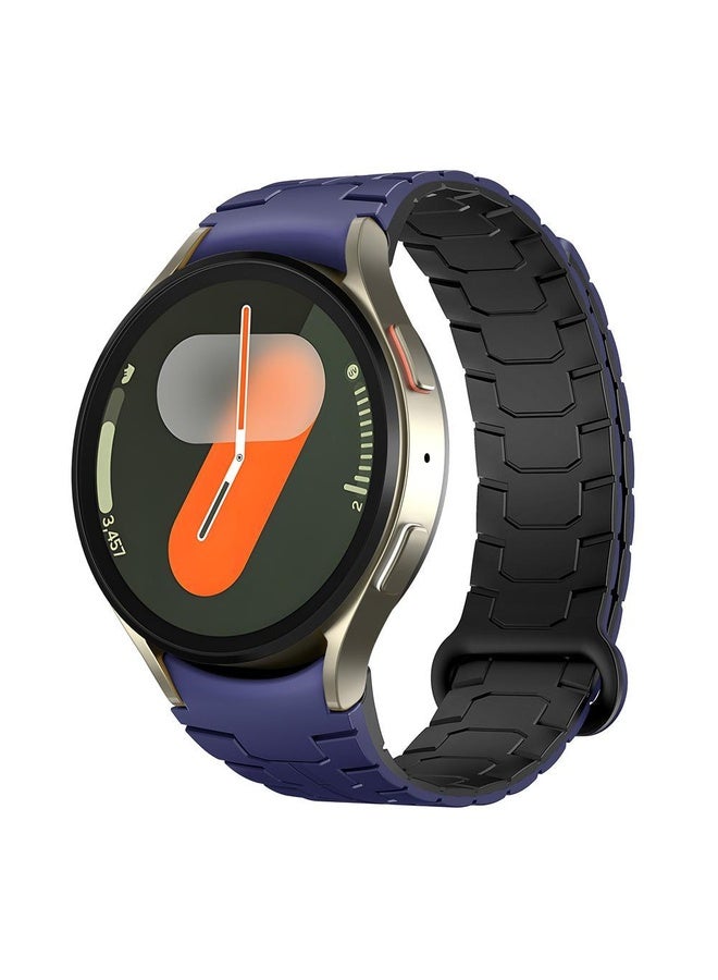 BURAQ For Samsung Galaxy Watch 7 / 6 / 5 Magnetic Silicone Watch Band(Blue+Black) - Image 1