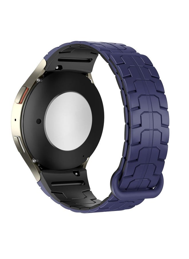 BURAQ For Samsung Galaxy Watch 7 / 6 / 5 Magnetic Silicone Watch Band(Blue+Black) - Image 2