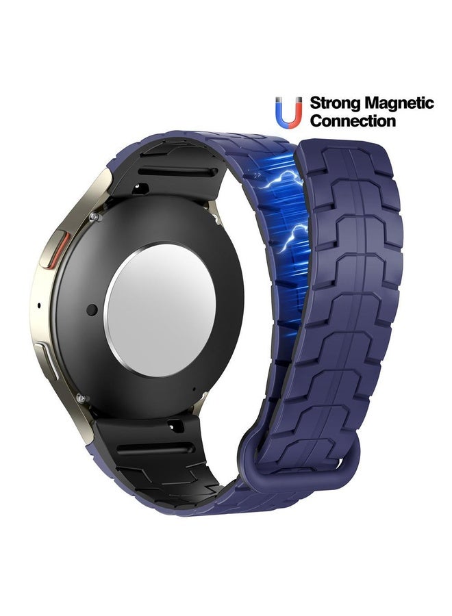 BURAQ For Samsung Galaxy Watch 7 / 6 / 5 Magnetic Silicone Watch Band(Blue+Black) - Image 3