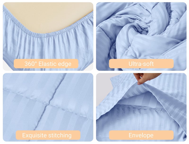 ZPECC Toddler Bedding Set - 4 Piece Hypoallergenic Baby Crib Bedding Set for Boys and Girls, Includes Toddler Comforter, Flat Sheet, Fitted Sheet and Pillowcase, Baby Blue - Image 3