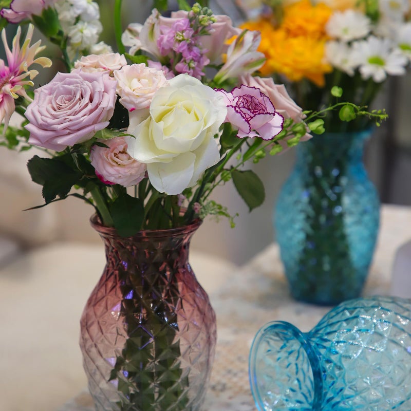 OFFIDIX Vase for Flowers Small Glass Vases for Home Decor Table Centerpieces Living Room Bedroom Bookshelf Kitchen Modern Office Wedding Decoration Vintage Flower Vases Red White - Image 4