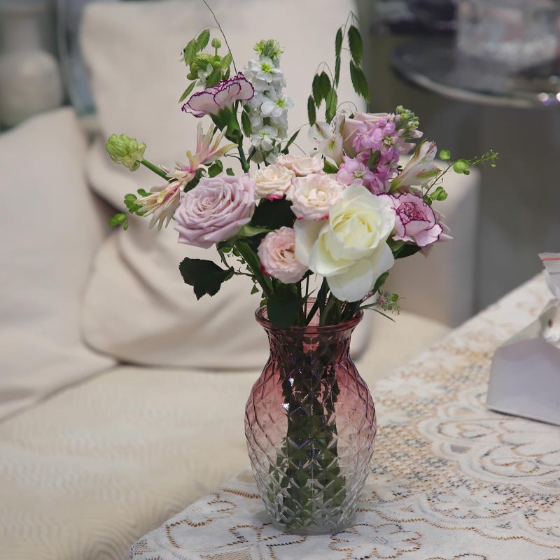 OFFIDIX Vase for Flowers Small Glass Vases for Home Decor Table Centerpieces Living Room Bedroom Bookshelf Kitchen Modern Office Wedding Decoration Vintage Flower Vases Red White - Image 2