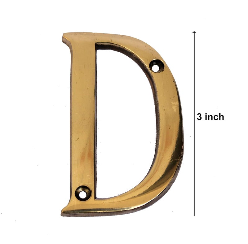 ESPLANADE - Brass House Hotel Door Name Alphabets - Wall Door Plaque Letter Alphabet - 3" Inches - Golden ("D" Alphabet) - Image 3
