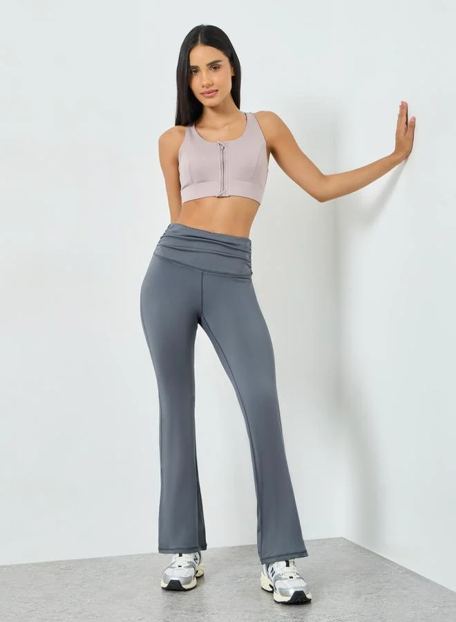 Styli Active Pink Front Zip-Up Cross Back Sports Bra - High Support