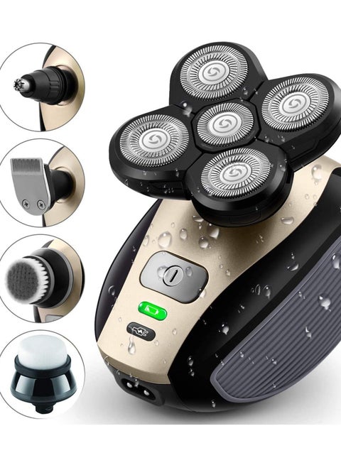 THE PACK Electric Razor for Men, 5 in 1 | Amazing.EGP | Rechargeable Wet & Dry Rotary Shaver | | Cordless Grooming Kit with Beard, Nose, Ear, Body, Facial Cleansing Brush