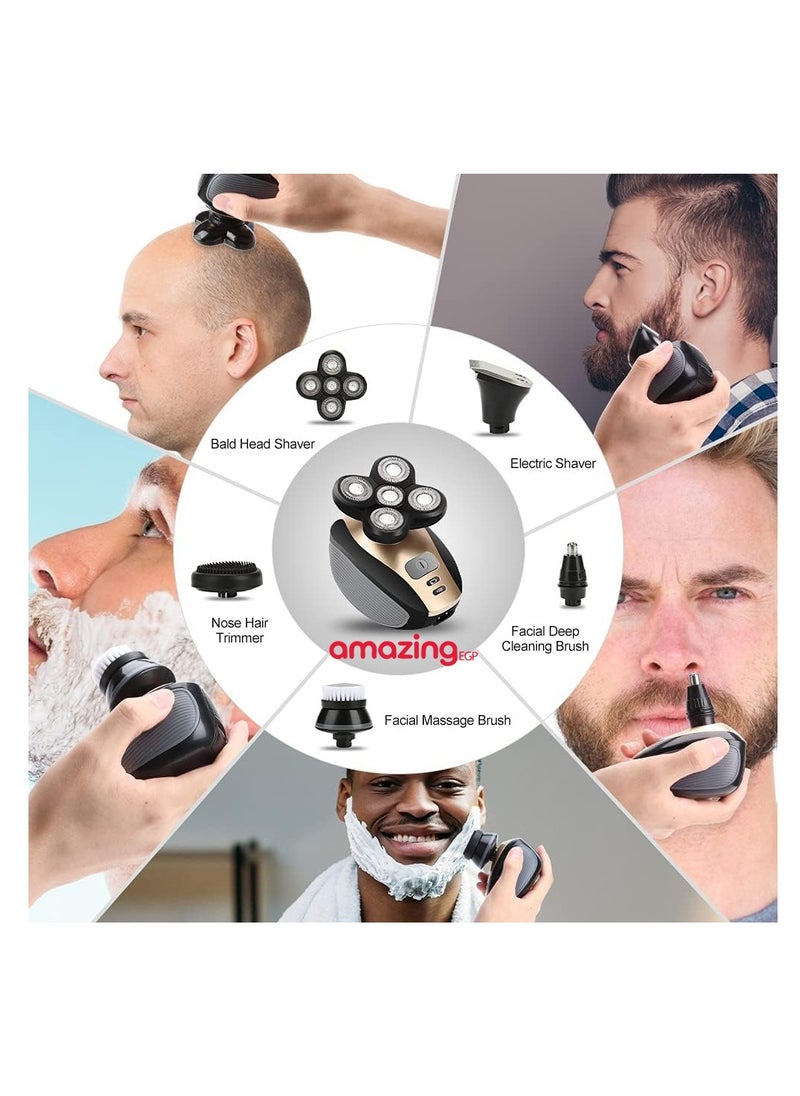 amazing.EGP - THE PACK Electric Razor for Men, 5 in 1 | Amazing.EGP | Rechargeable Wet & Dry Rotary Shaver | | Cordless Grooming Kit with Beard, Nose, Ear, Body, Facial Cleansing Brush - Image 1