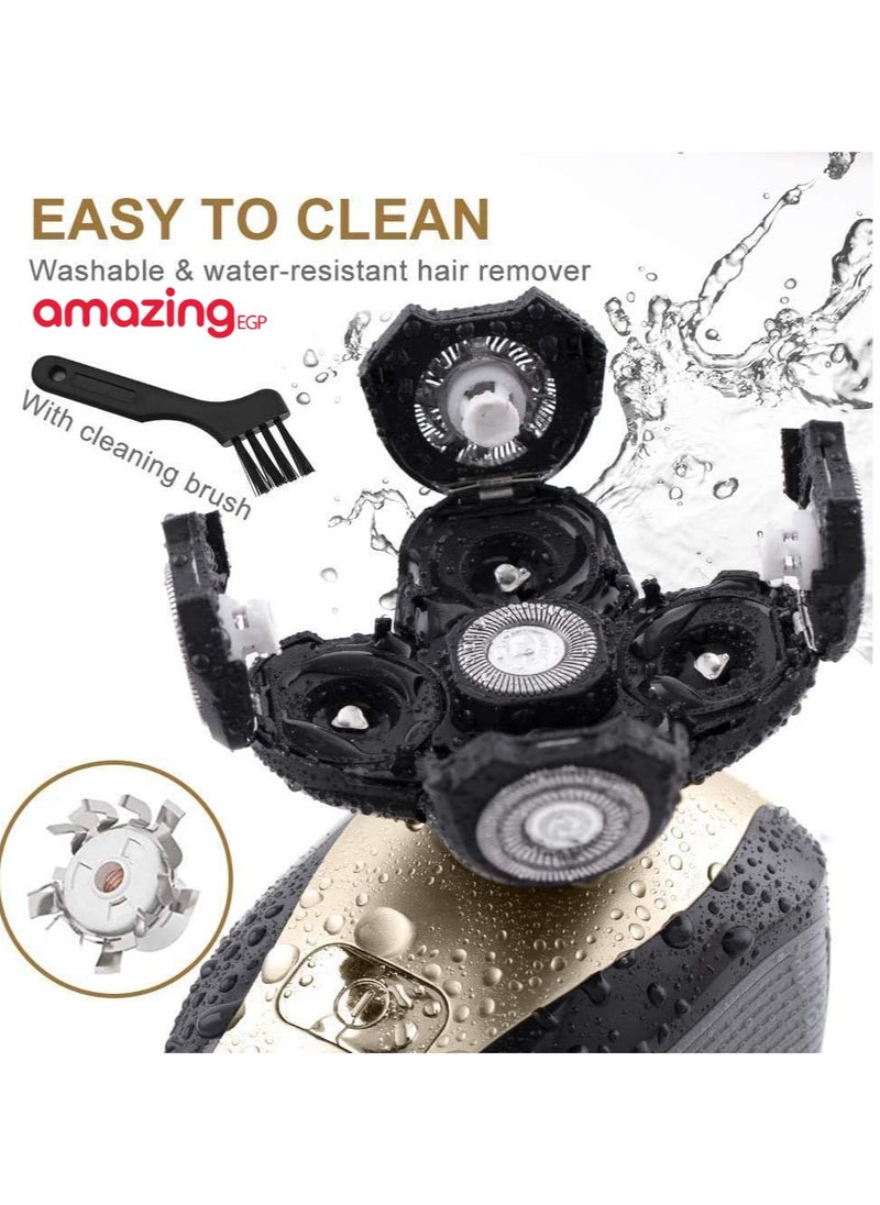 amazing.EGP - THE PACK Electric Razor for Men, 5 in 1 | Amazing.EGP | Rechargeable Wet & Dry Rotary Shaver | | Cordless Grooming Kit with Beard, Nose, Ear, Body, Facial Cleansing Brush - Image 1