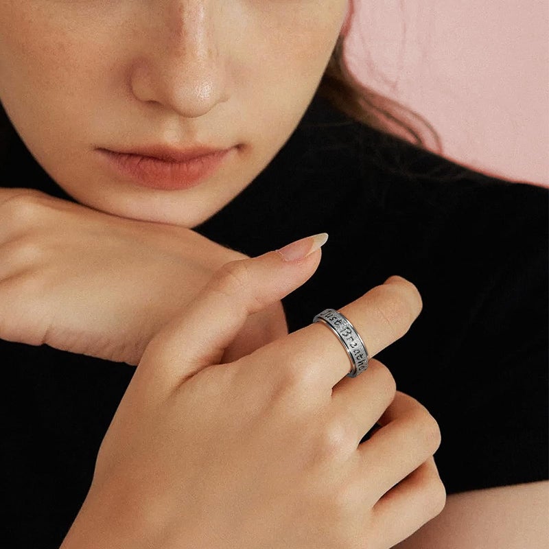 LuckyAmor Fidget Spinner Ring for Women - Just Breathe Inspirational & Heart Purity Rings, Stainless Steel Anxiety Ring Jewelry for Adults, Thumb Roating Hope Rings for Stress Relief Gift for Her (Silver, 8) - Image 3