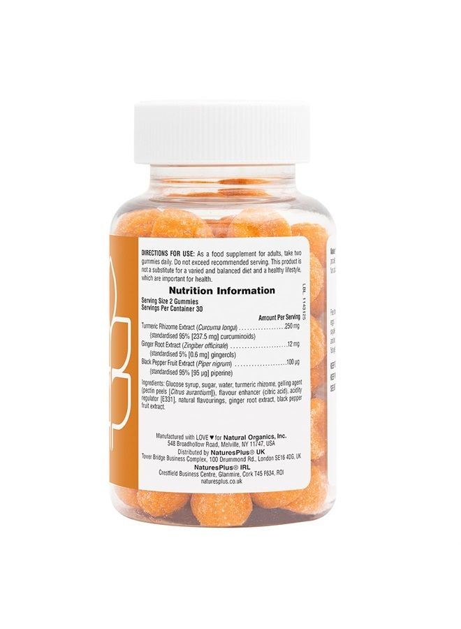 Nature's Plus NaturesPlus Gummies Turmeric Curcumin - 60 Gummies, Peach - Supports Joint, Digestive & Cardiovascular Health - Vegan, Gluten Free, Non-GMO - 30 Servings - Image 2
