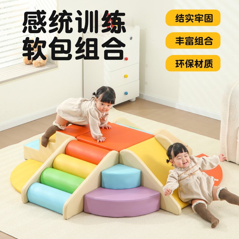Soft Package Combination Household Kidsren'S Climbing Frame Kindergarten Sensory Training Equipment Baby Soft Package Slide Climbing Stairs - Image 2