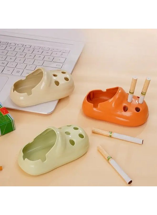 Creative Shoe Shaped Ashtray White Glossy Glaze Finish Dual Use Desktop Decorative Accessory - Image 3