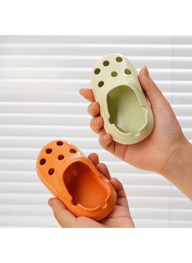 Creative Shoe Shaped Ashtray White Glossy Glaze Finish Dual Use Desktop Decorative Accessory - Image 4