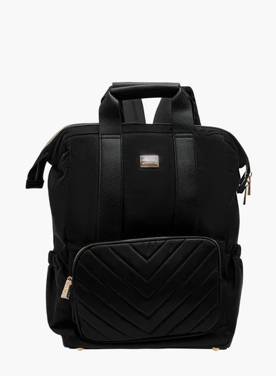 Flora Bella By Shoexpress Women Textured Backpack with Adjustable Straps and Zip Closure - 15x28x39 cm