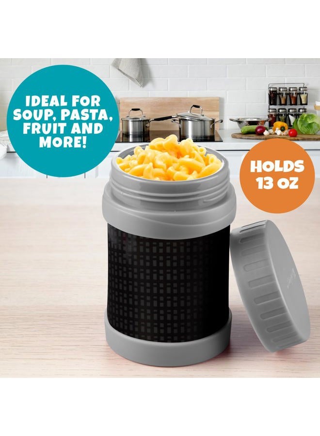 Bentology Stainless Steel Insulated Lunch 13 oz Jar for Kids –Large Leak-Proof Storage Container for Hot & Cold Food, Soups, Liquids - BPA Free - Fits Most Lunch Boxes and Bags - Black - Image 4