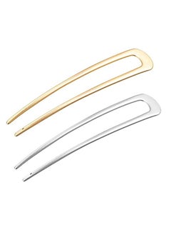 Aeyistry 2 Pieces Metal U Shaped Hair Pin Fork SticksHair Comb Updo Chignon Pin for Women Girls Hairstyle AccessoriesGold and Sliver 