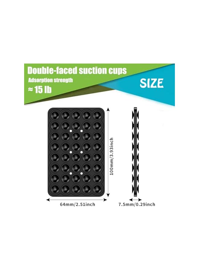 Green Tiger Double Sided Silicone Suction Cup Cell Phone Cradle for Mobile Phones and Tablets, Strong Grip Holder for Selfie Videos, Makeup, Fitness, Bathroom, Kitchen, Office, Car (2 Pack, Black+Transparent) - Image 4