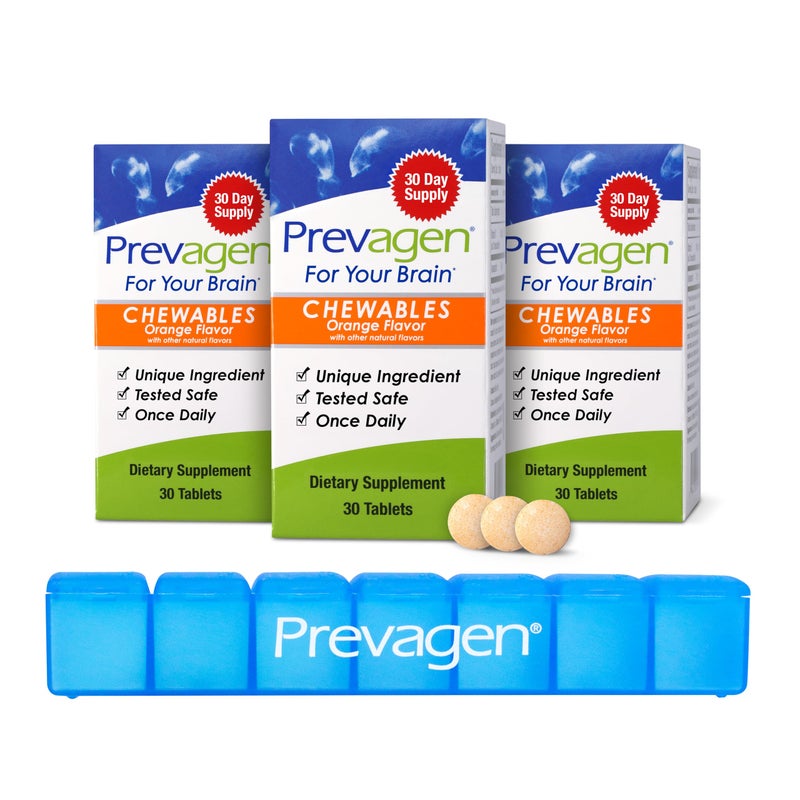 Prevagen Prevagen Regular Strength 10mg 30 Chewables Orange3 Pack with Apoaequorin Vitamin D Prevagen 7Day Pill Minder
