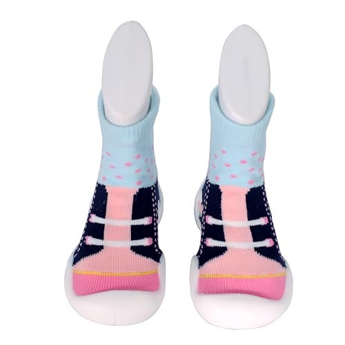Infantso Candy Lace Anti-Skid Cotton Baby Socks Shoes with Lightweight Soft Sole for New Born 0-2 Years, Ankle Socks for Infants Shower Gifts, Walking Baby Sneakers 18-24 M - Image 1