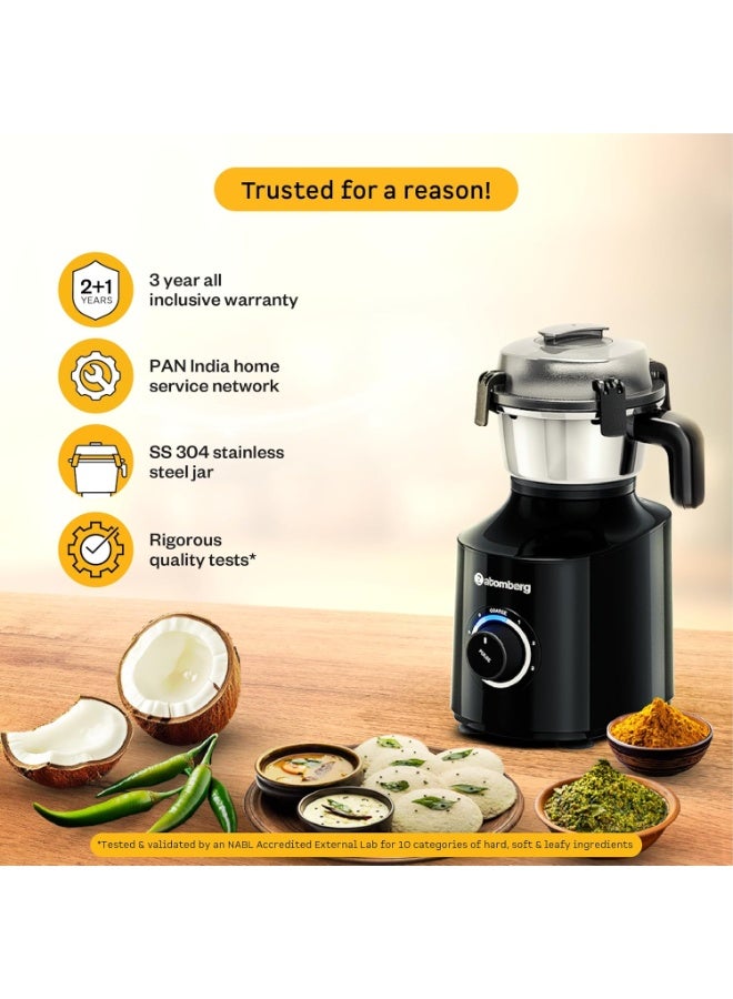 Atomberg Zenova Mixer Grinder | Unique Coarse Mode for Silbatta-like Texture | Intelligent BLDC Motor | Safety Features | 4 Jars including Chopper | Hands-Free Operation (Black) - Image 5