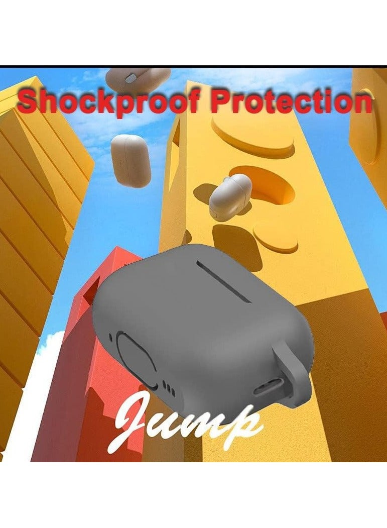 Silicone Shockproof Protective Case Cover for Apple AirPods Pro Gray, Shock Resistant with Durable Anti-Lost Carabiner to Securely Attach AirPods to Handbags, Suitcases, Pants, Keychain Gray - Image 3