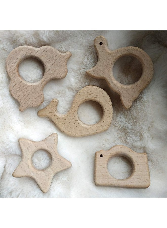 Alenybeby Lovely Cartoon Wood Camera Teether Toys Pure Natural Animal Teething Shape Beech Wooden Handmade Pattern Accessory DIY Jewelry Making Necklace Pendant (10pcs) - Image 5