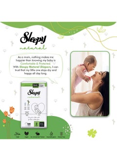 Sleepy Natural Size 2, Newborn, 84 Count, 3-6Kg Hypoallergenic Baby Dry Diapers, Organic Cotton, Highly Absorbent, Bamboo Extract, 2 X 42 Ultimate Comfort And Dryness, 100% Leakage Protection  - Image 2