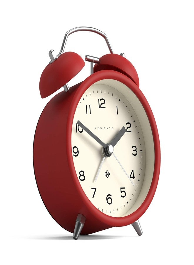 NEWGATE® Charlie Bell Echo alarm clock | Modern take on classic twin bell clock | Red | Easy to read numbers | Ideal for bedside, desk or shelf | Modern retro bedroom & office accessory - Image 2